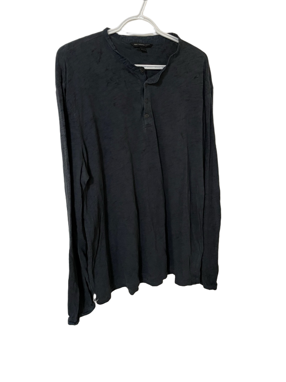John Varvatos Long Sleeve Henley in Dark Grey/Blue Size XL